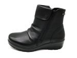 Botín de cremallera, ancho X, cuña de 4 cm | G Comfort (negro)