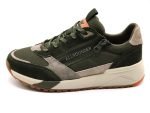 Zapato deportivo de piel natural y tejido de ancho X, con cordones y cremallera | Allrounder by Mephisto (verde)