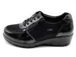 Zapato de piel tipo charol, ancho X, con cordones y cremallera | G Comfort (negro)