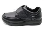 Zapato de piel natural de ancho X, impermeable, con velcro | G Comfort (negro)