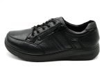 Zapato de piel natural de ancho X, impermeable, con cordones y cremallera | G Comfort (negro)