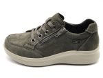 Zapato casual, de piel natural, ancho X, cordón y cremallera | G Comfort (gris suave)