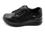 Zapato casual, de piel natural, ancho X, cordón y cremallera | G Comfort (negro gravado)