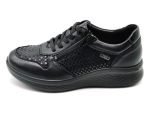 Zapato casual, de piel y licra, ancho X, cordón y cremallera | G Comfort (negro)