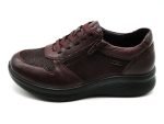 Zapato casual, de piel y licra, ancho X, cordón y cremallera | G Comfort (burdeos)