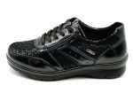 Zapato de piel natural, ancho X, con cordón y cremallera | G Comfort (negro)