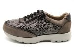 Zapato de piel y lycra de ancho XL con cordones y cremallera | Terol (marrón)