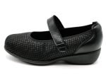 Zapato tipo mercedes de lycra y piel natural ancho X con velcro | Pinoso's (negro)