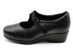 Zapato tipo mercedes de ancho X con cuña de 4cm con velcro | Pinoso's (negro)