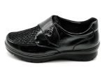 Zapato de piel tipo charol, ancho X, con velcro | G Comfort (negro)