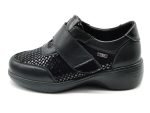Zapato de piel y tejido de ancho XL con velcro | G Comfort (negro)