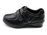 Zapato de piel de ancho XXL con dos tiras de velcro | Pinoso's (negro)