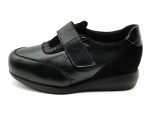 Zapato de piel de ancho XL con velcro | Pinoso's (negro)