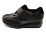 Zapato de piel combinada de ancho XL con velcro | Pinoso's (negro)